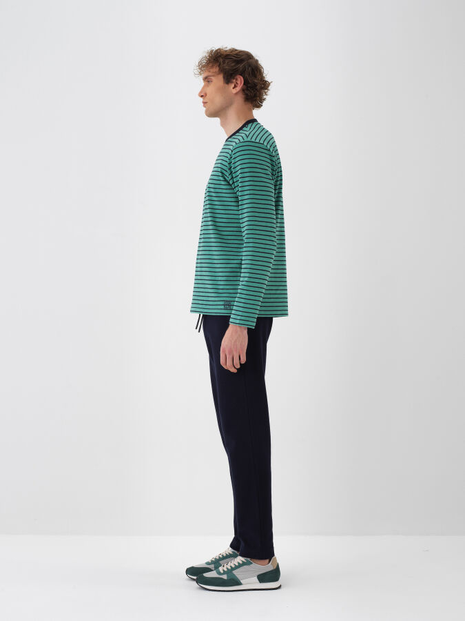 Lacivert Pamuk Dokulu Regular Fit Jogger Pantolon - Xint