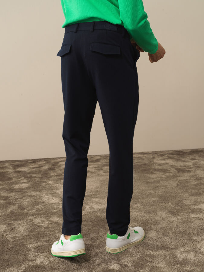 Lacivert Pamuk Dokulu Slim Fit Jogger Pantolon - Xint