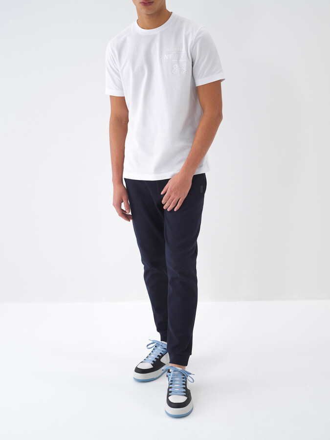 Lacivert Pamuk Dokulu Regular Fit Jogger