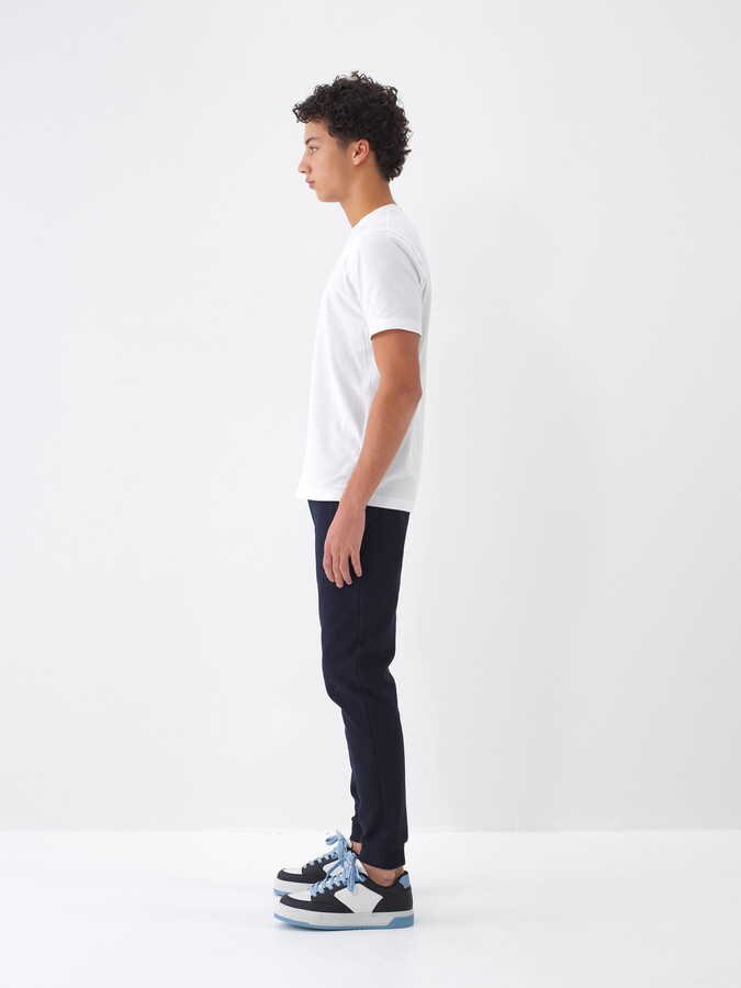 Lacivert Pamuk Dokulu Regular Fit Jogger - 4