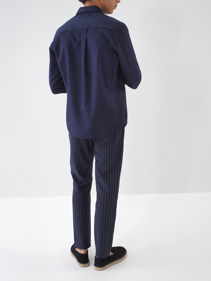 Lacivert Keten Karışımlı Slim Fit Jogger