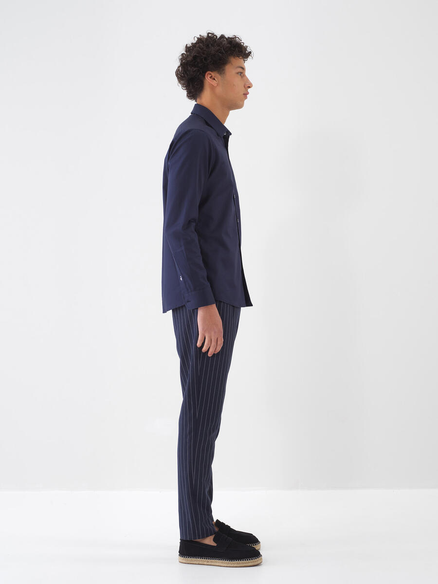 Lacivert Keten Karışımlı Slim Fit Jogger - 3
