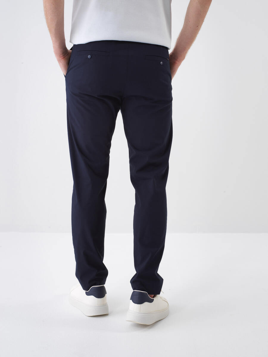 Lacivert Pamuk Dokulu Slim Fit Jogger - 4