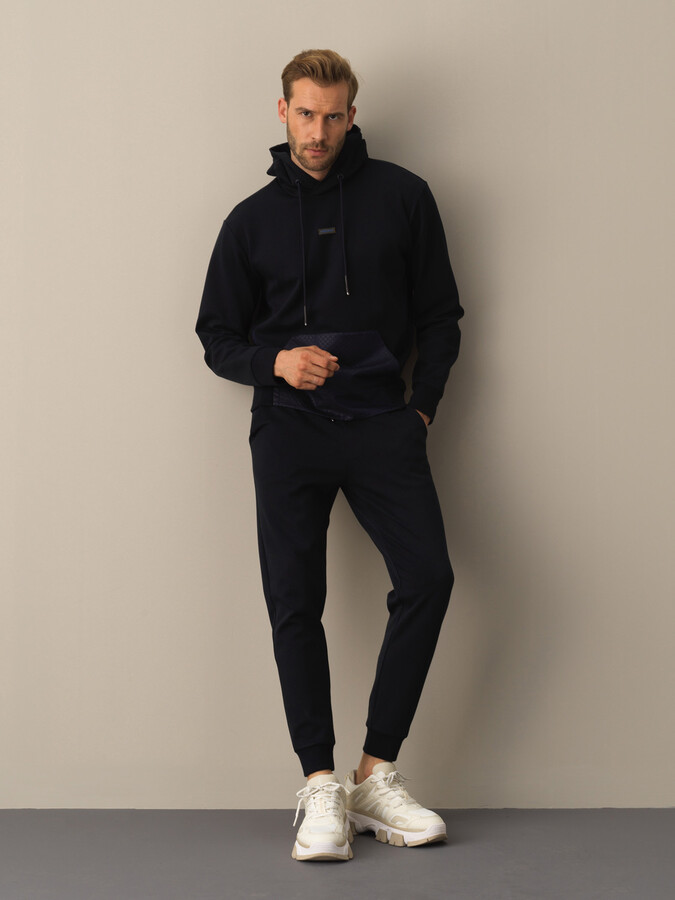 Lacivert Pamuk Dokulu Jogger Pantolon - Xint