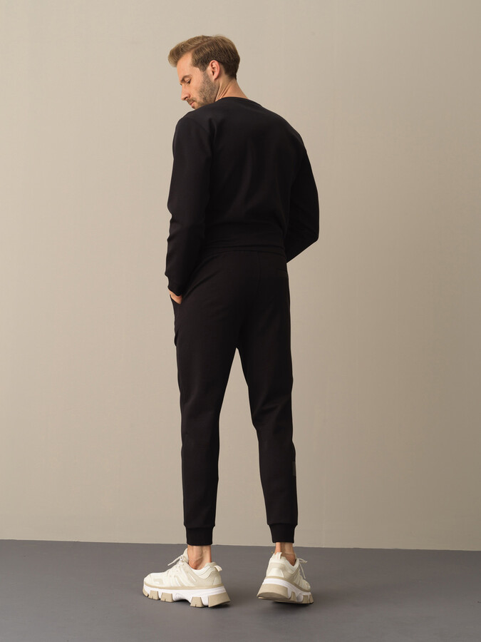 Siyah Pamuk Dokulu Jogger Pantolon - Xint