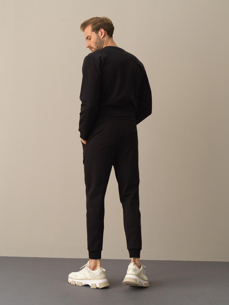 Siyah Pamuk Dokulu Jogger Pantolon - 5