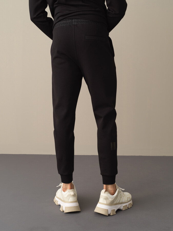 Siyah Pamuk Dokulu Jogger Pantolon - Xint