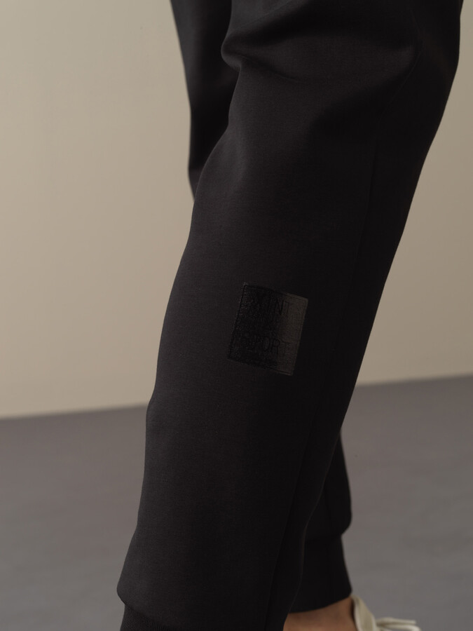 Siyah Pamuk Dokulu Jogger Pantolon - Xint