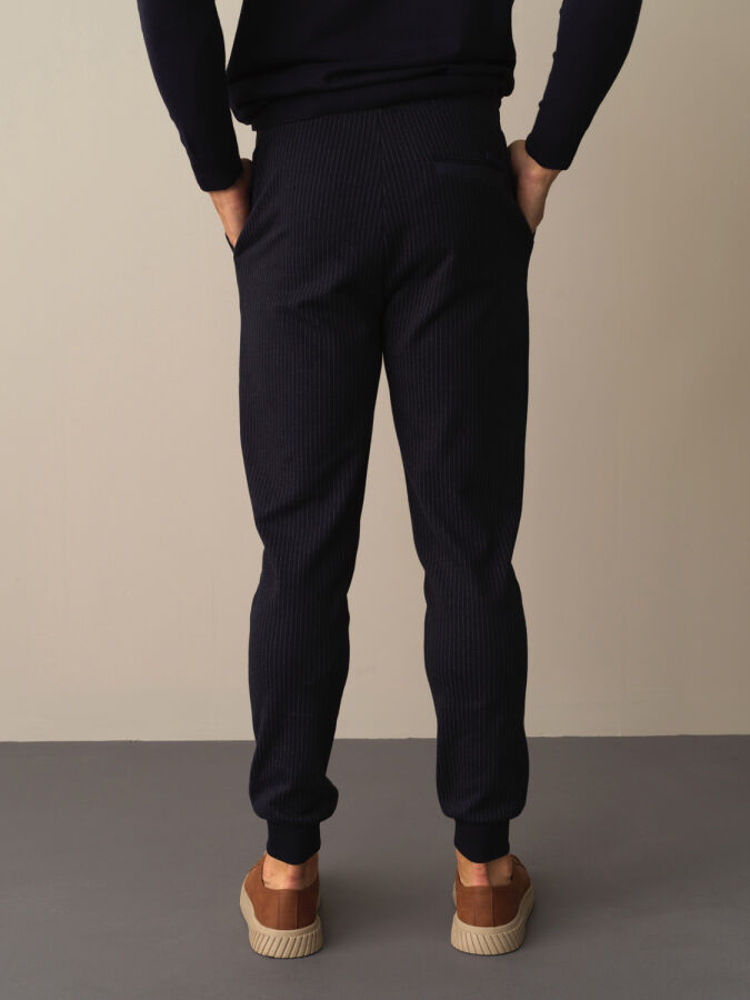 Lacivert Pamuk Dokulu Regular Fit Jogger Pantolon - Xint