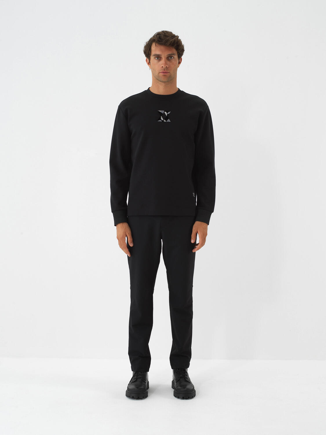 Siyah Esnek Dokulu Regular Fit Jogger Pantolon - 4