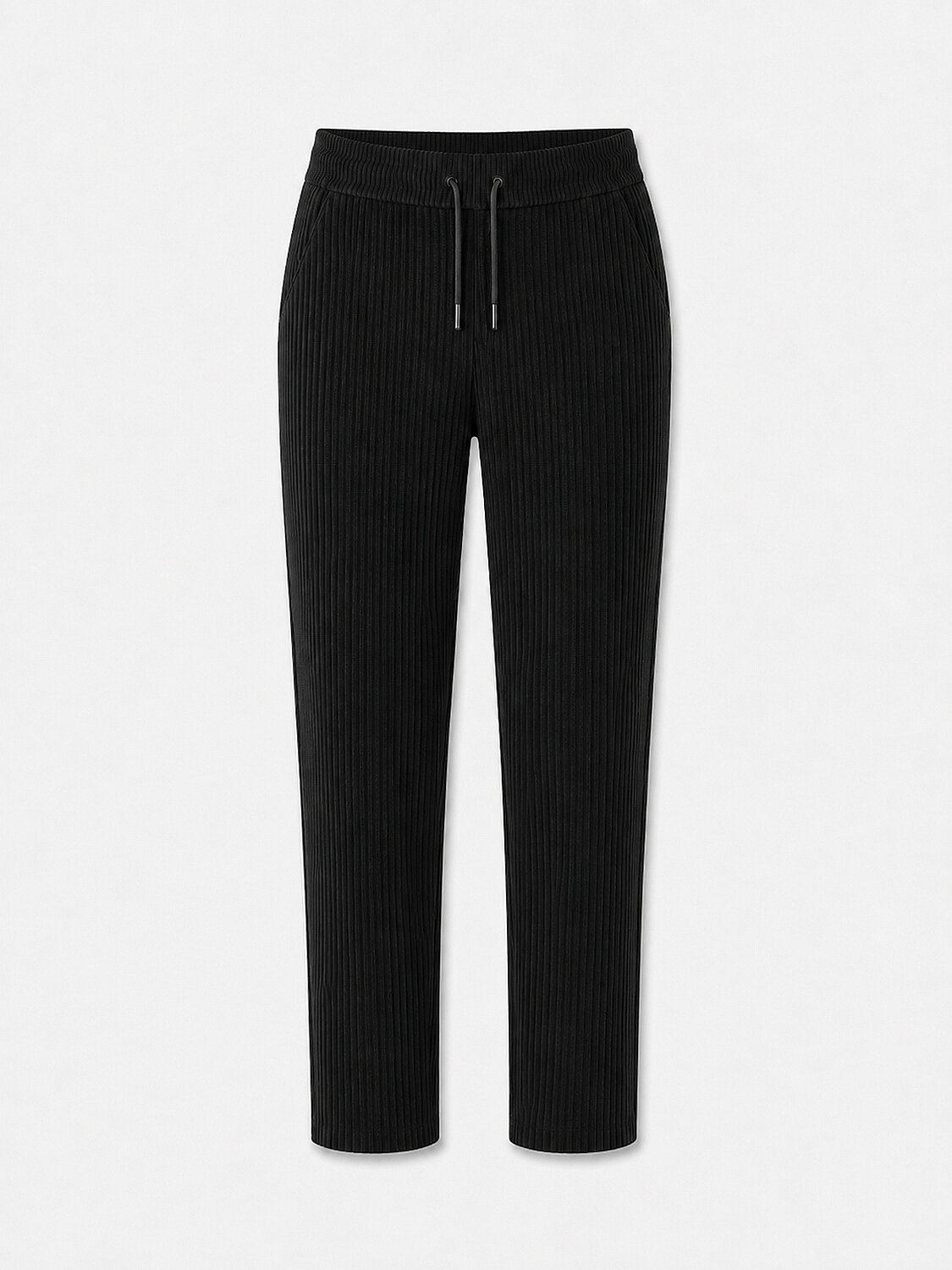 Siyah Esnek Dokulu Regular Fit Jogger Pantolon