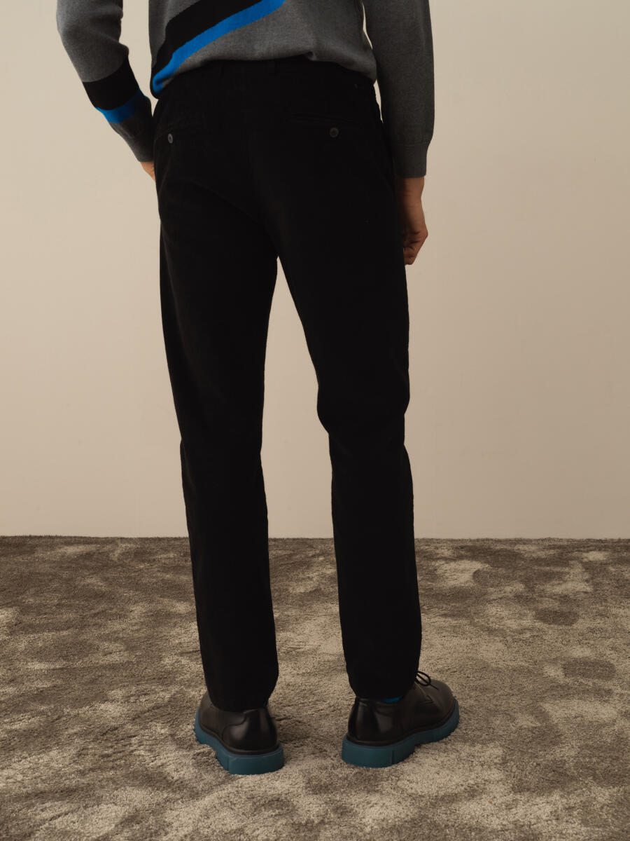 Siyah Pamuk Dokulu Regular Fit Jogger Pantolon - 3