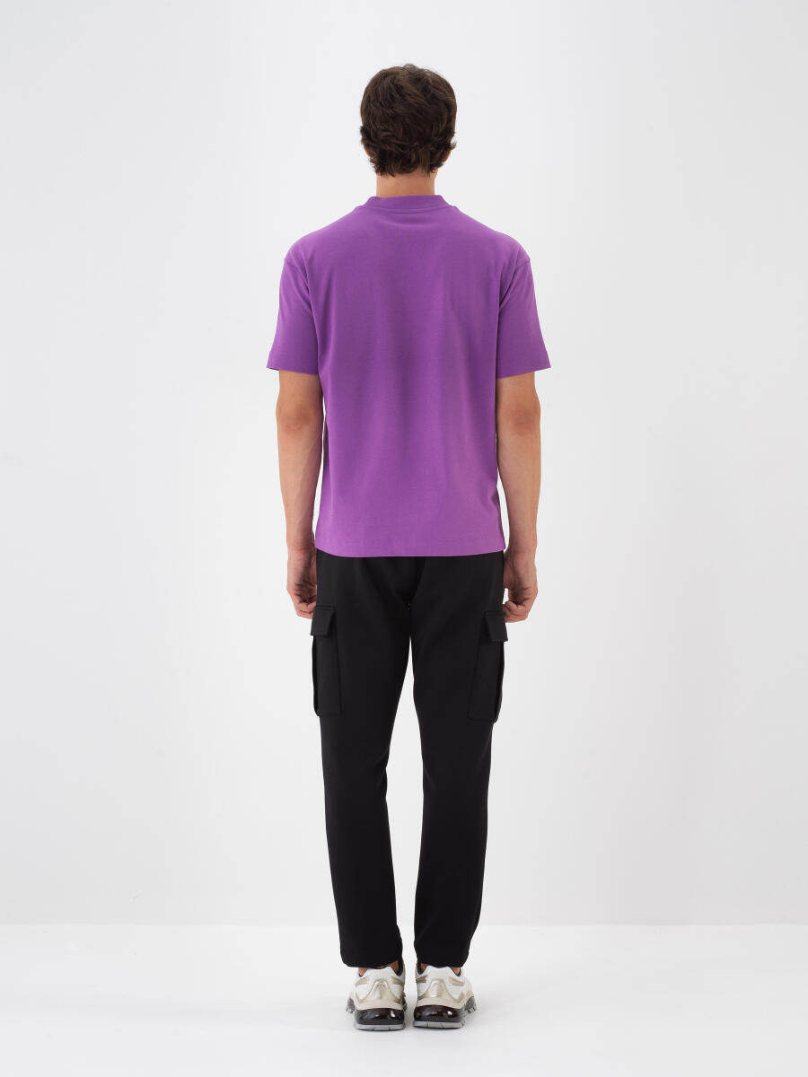 Siyah Pamuk Dokulu Regular Fit Jogger Pantolon - 3