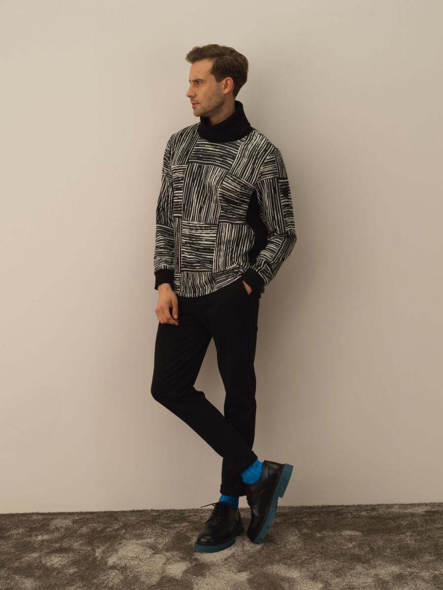 Siyah Pamuk Dokulu Slim Fit Jogger Pantolon - 2