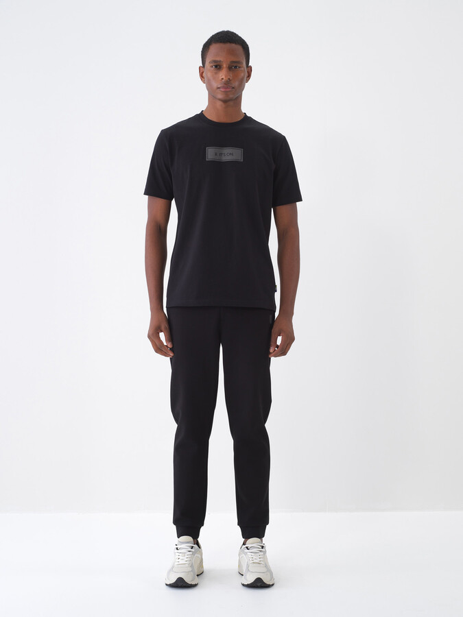 Siyah Pamuk Dokulu Regular Fit Jogger (1)