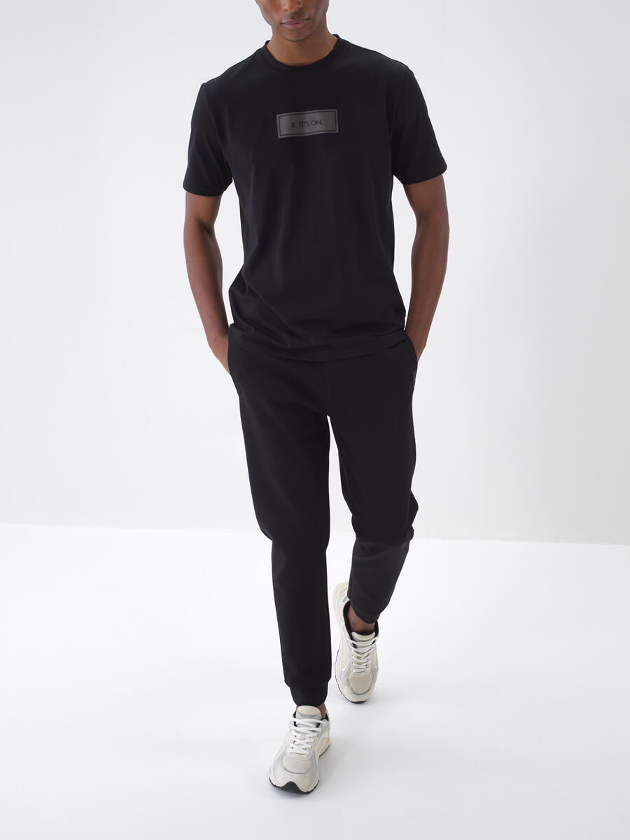Siyah Pamuk Dokulu Regular Fit Jogger - 2