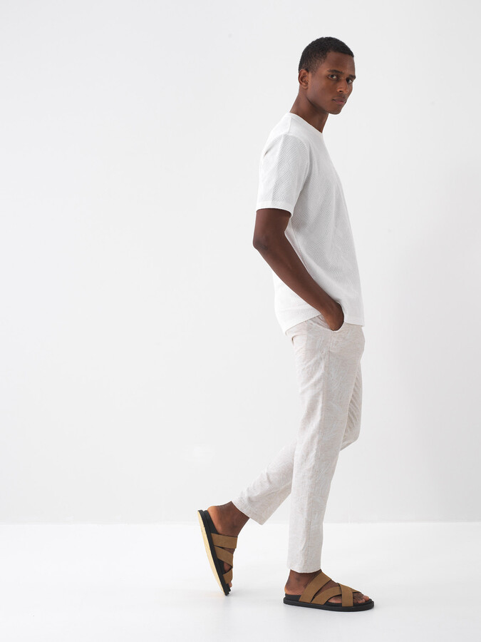 Taş Rengi Keten Karışımlı Regular Fit Jogger