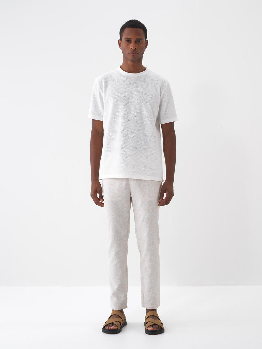 Taş Rengi Keten Karışımlı Regular Fit Jogger - 1