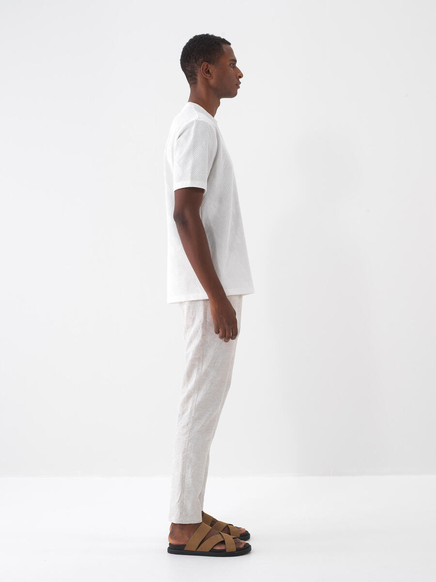Taş Rengi Keten Karışımlı Regular Fit Jogger - 3
