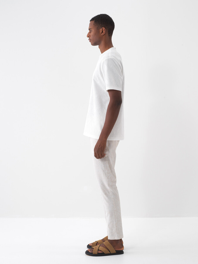 Taş Rengi Keten Karışımlı Regular Fit Jogger - 4