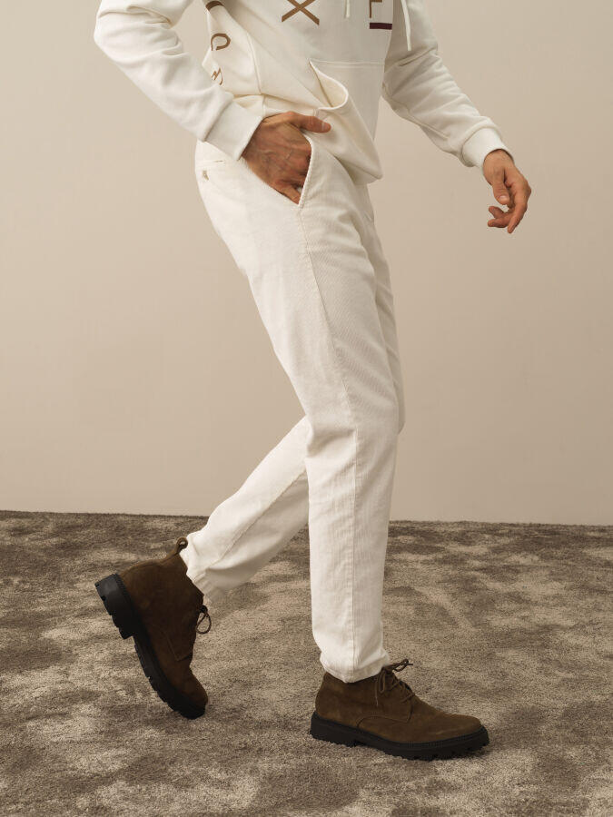 Xint Toptan Ekru Pamuk Dokulu Regular Fit Jogger Pantolon