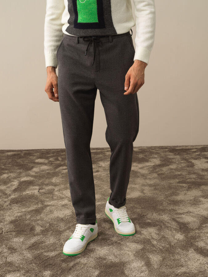 Xint Toptan Koyu Gri Dokulu Esnek Dokulu Regular Fit Jogger Pantolon