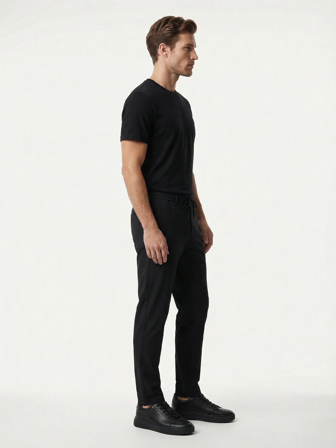 Siyah Pamuk Dokulu Slim Fit Jogger - 3