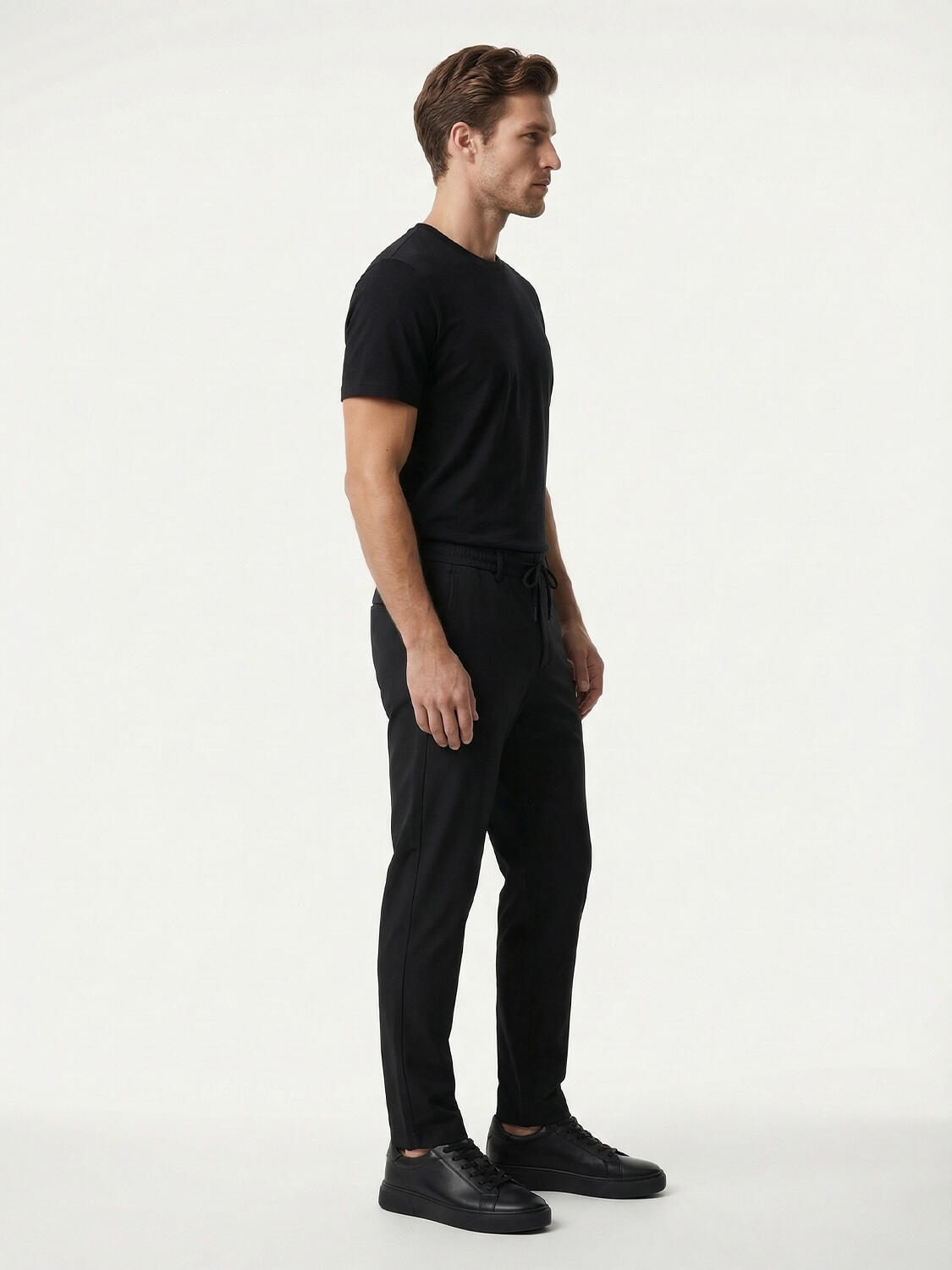 Siyah Pamuk Dokulu Slim Fit Jogger - 3