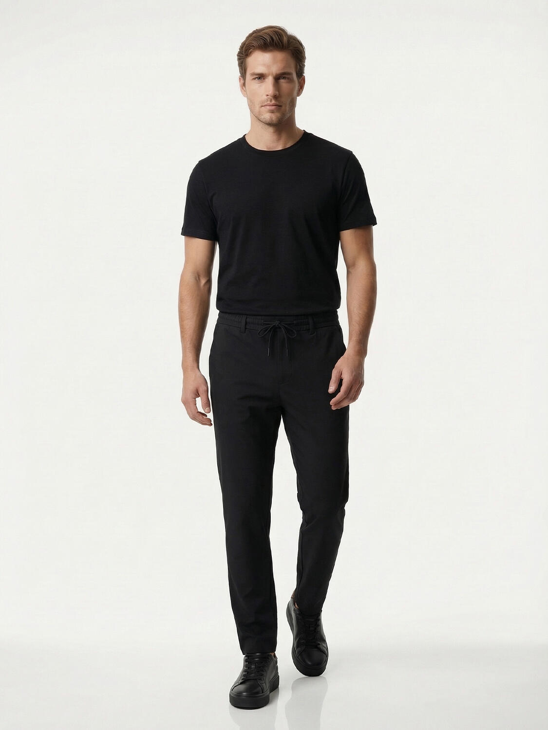 Siyah Pamuk Dokulu Slim Fit Jogger - 2