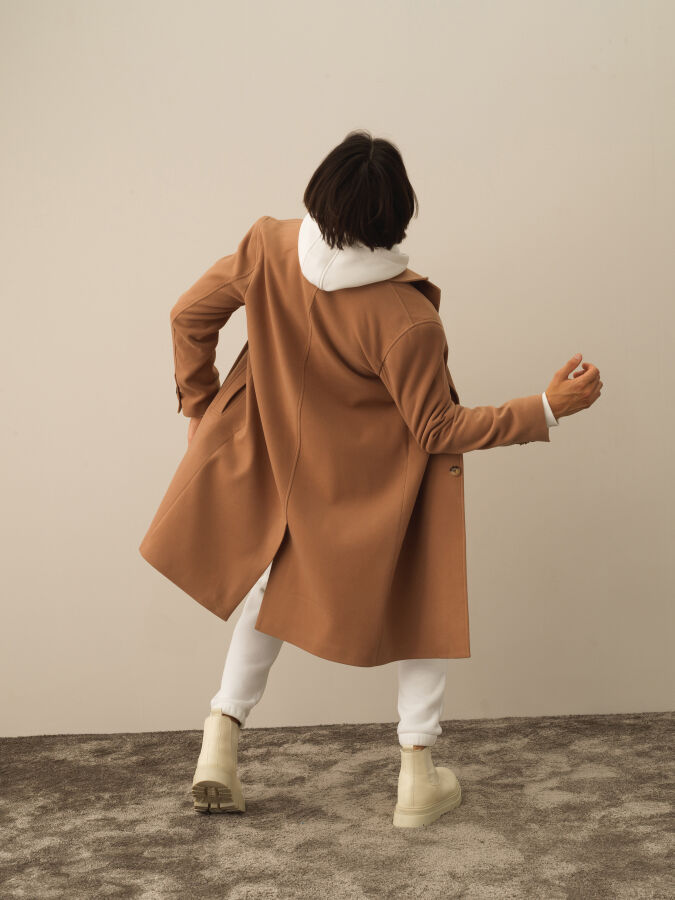 Camel Esnek Dokulu Regular Fit Kaban - Xint