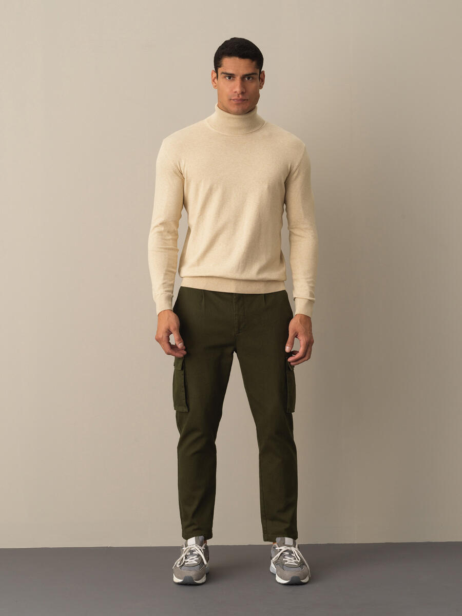 Bej Pamuk Dokulu Regular Fit Kazak - 2