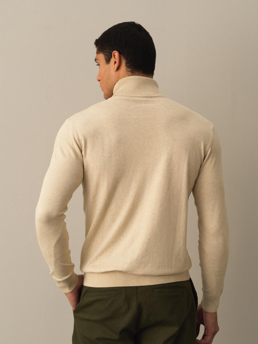 Bej Pamuk Dokulu Regular Fit Kazak - 3