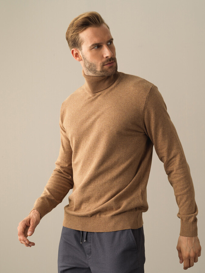 Camel Pamuk Dokulu Regular Fit Kazak 