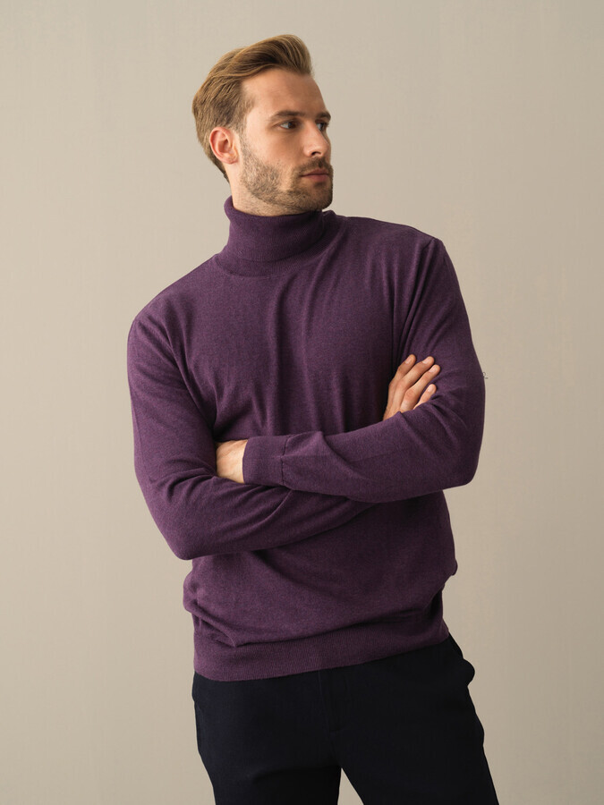 Mor Pamuk Dokulu Regular Fit Kazak 