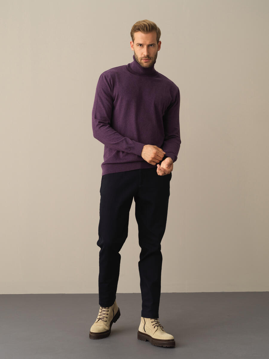 Mor Pamuk Dokulu Regular Fit Kazak 