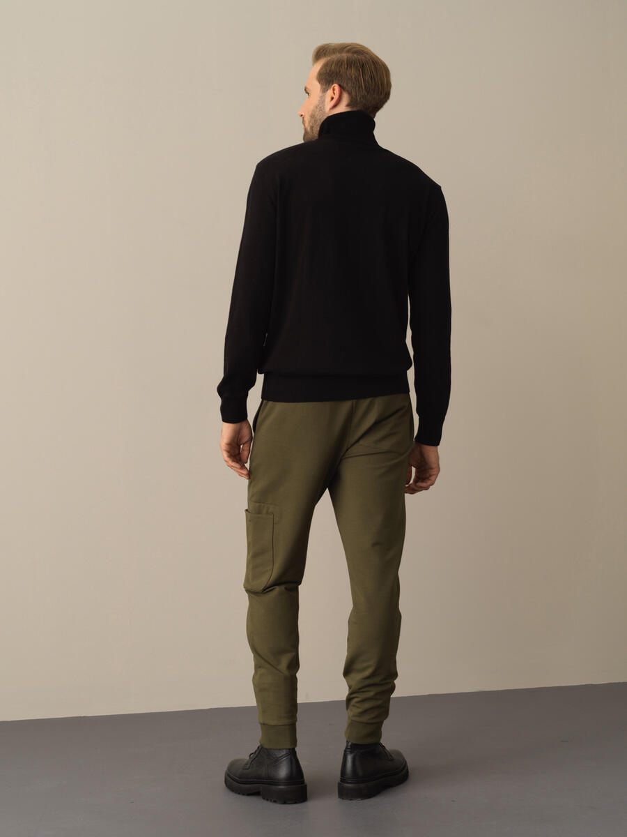 Siyah Pamuk Dokulu Regular Fit Basic Kazak - 5