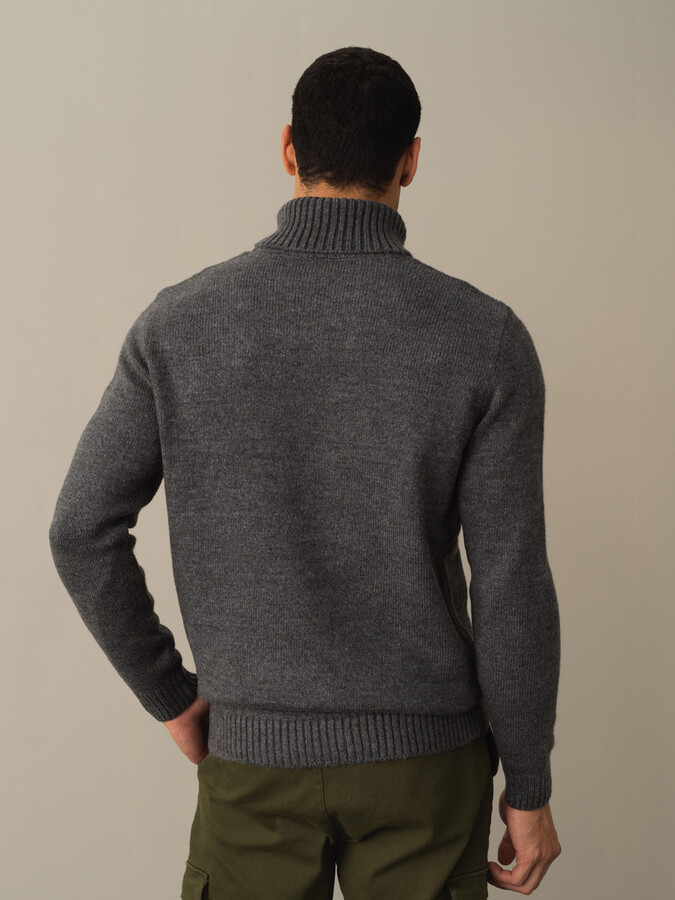 Antrasit Regular Fit Balıkçı Yaka Kazak - 3