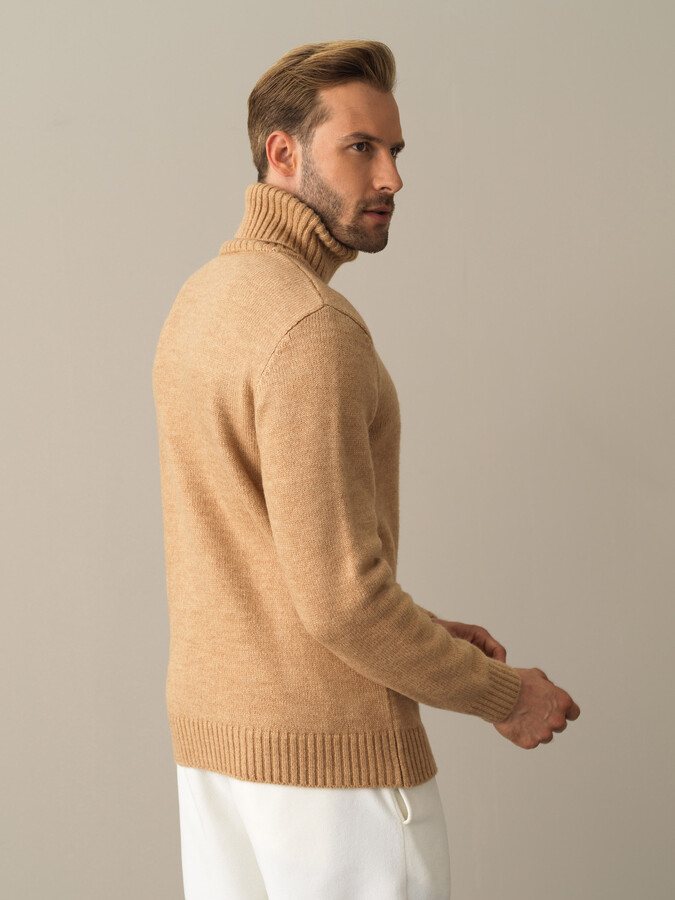 Camel Regular Fit Balıkçı Yaka Kazak - 3