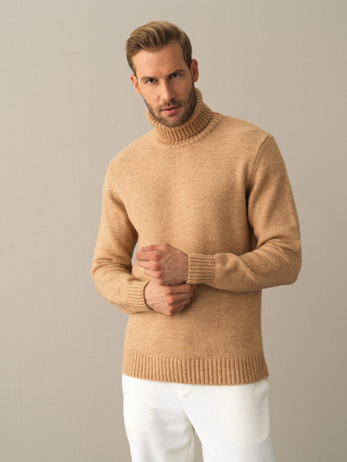 Camel Regular Fit Balıkçı Yaka Kazak - 1