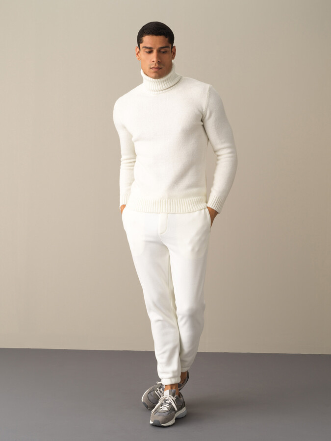 Ekru Regular Fit Balıkçı Yaka Kazak - 2
