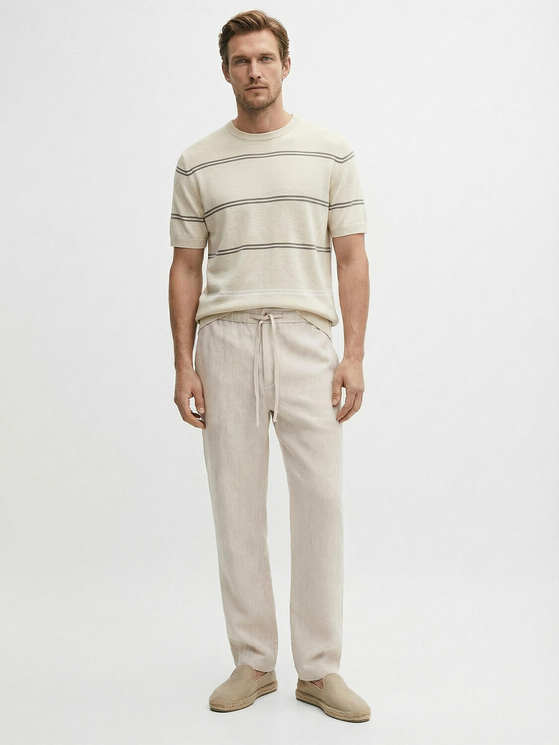 Bej Doğal Dökümlü Regular Fit Kazak - 2