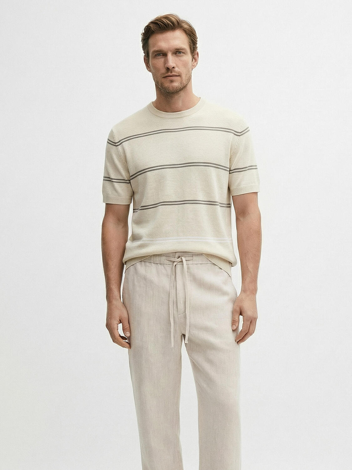 Bej Doğal Dökümlü Regular Fit Kazak - 1