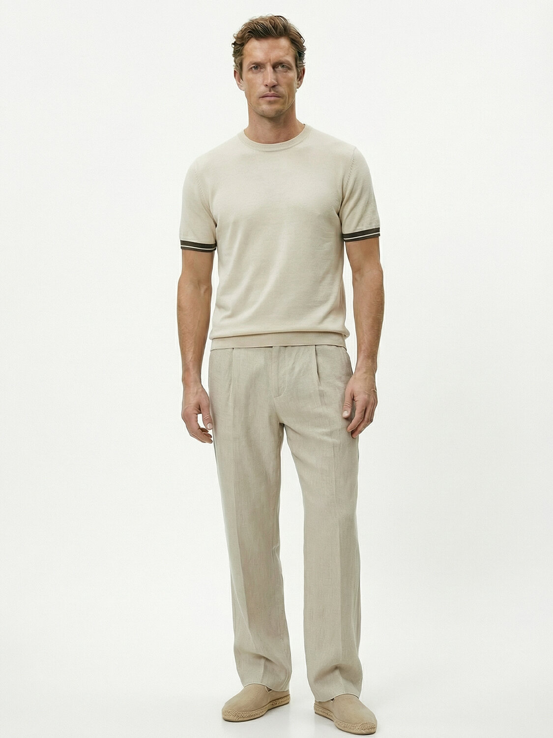 Bej Doğal Dökümlü Regular Fit Kazak (1)