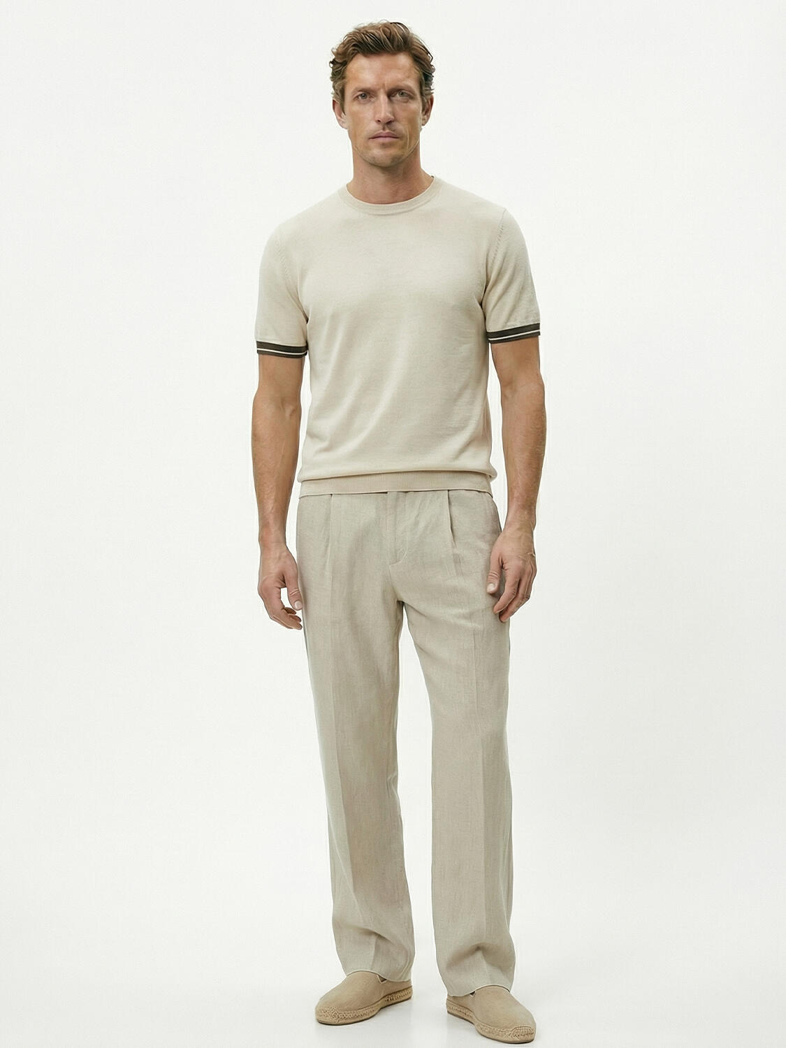 Bej Doğal Dökümlü Regular Fit Kazak - 2