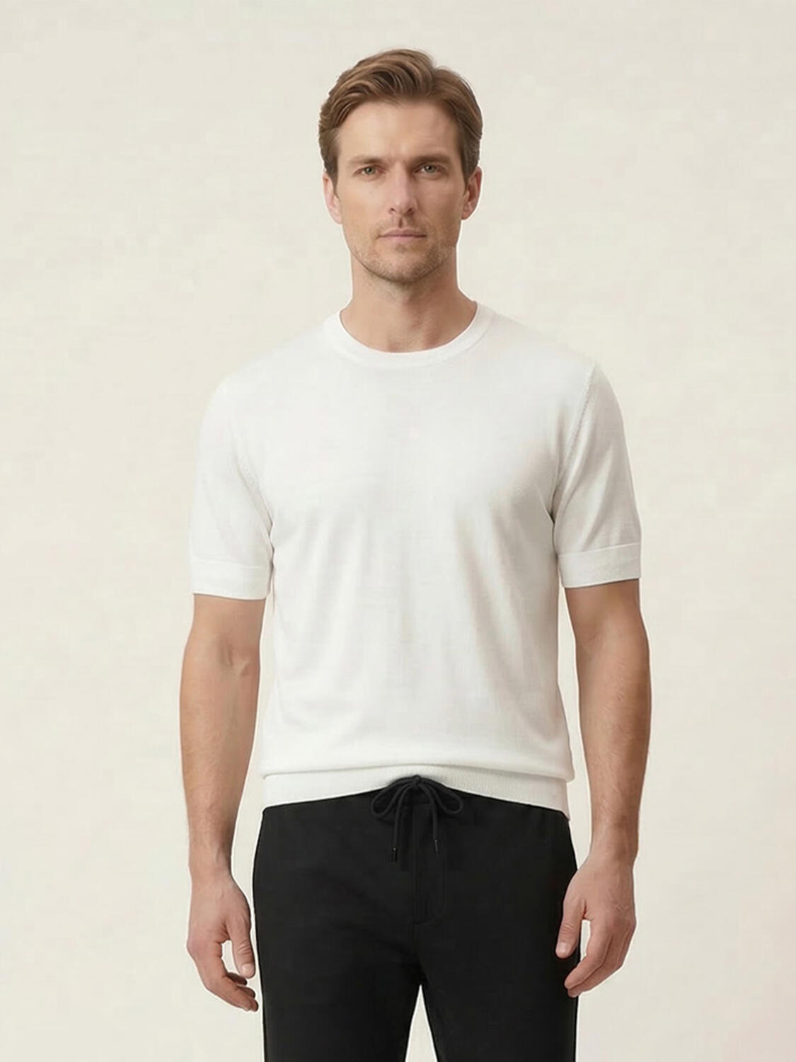 Beyaz Doğal Dökümlü Regular Fit Kazak - 1