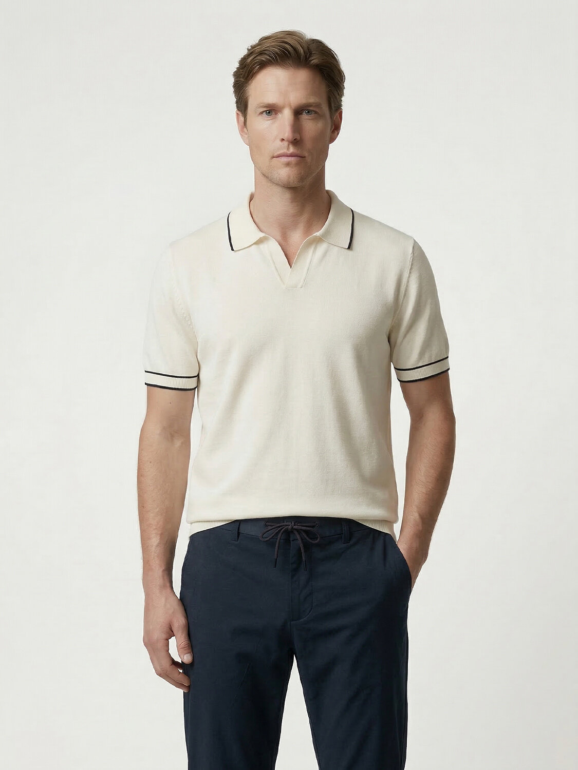 Beyaz Pamuk Dokulu Regular Fit Kazak