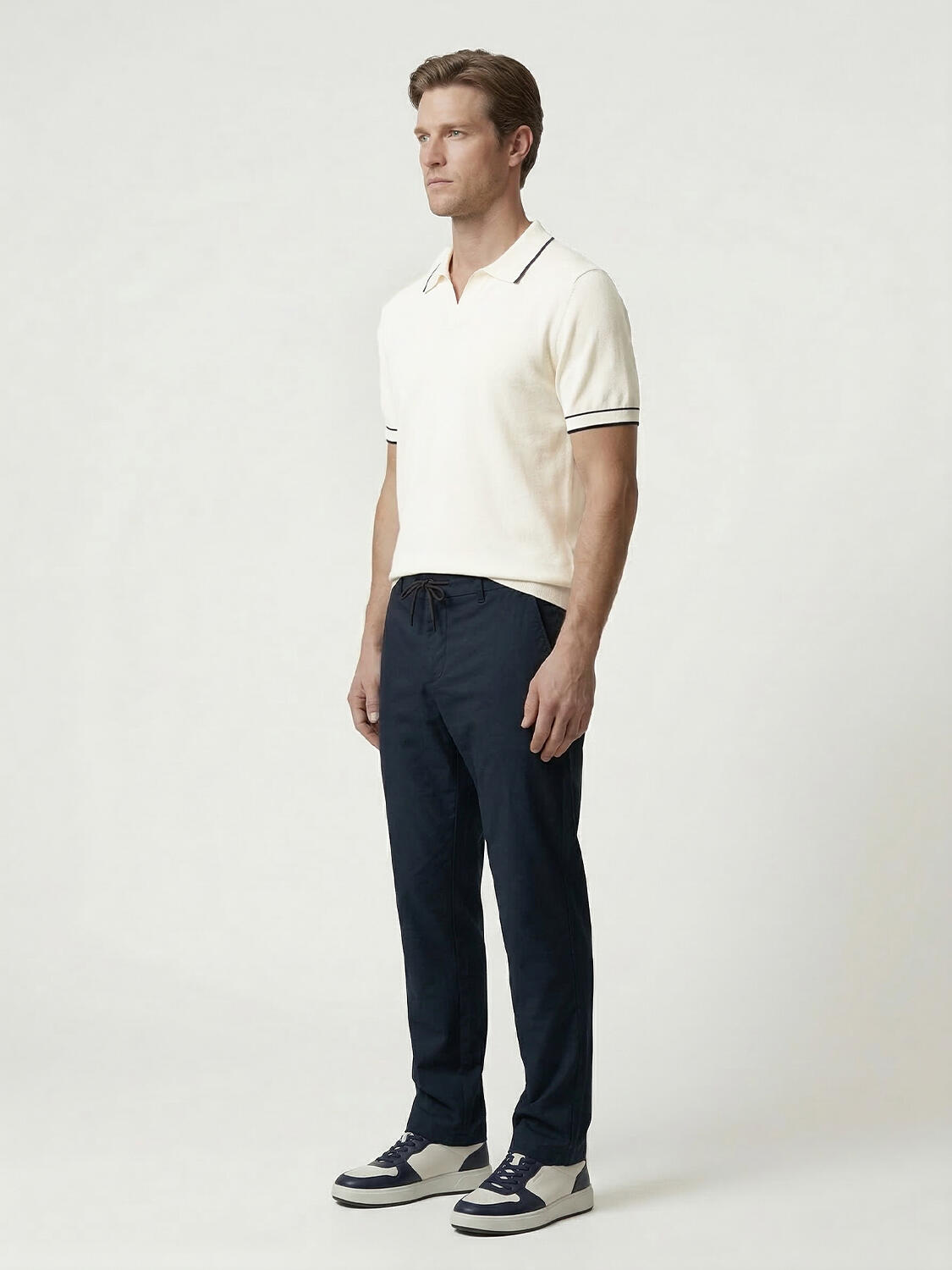 Beyaz Pamuk Dokulu Regular Fit Kazak - 3