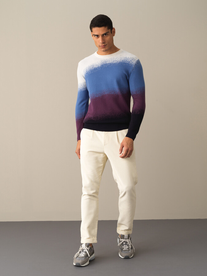 Lacivert Regular Fit Bisiklet Yaka Pamuklu Kazak - 2