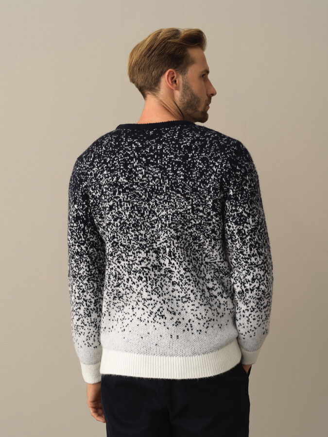 Lacivert Yumuşak Dokulu Bisiklet Yaka Regular Fit Kazak - Xint