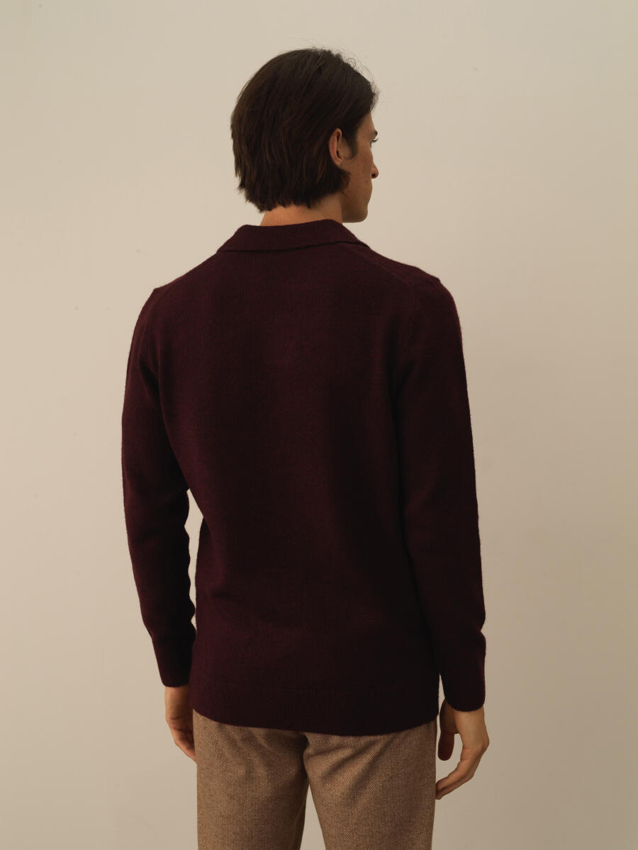 Bordo Lüks Pamuk Dokulu Regular Fit Kazak - 4